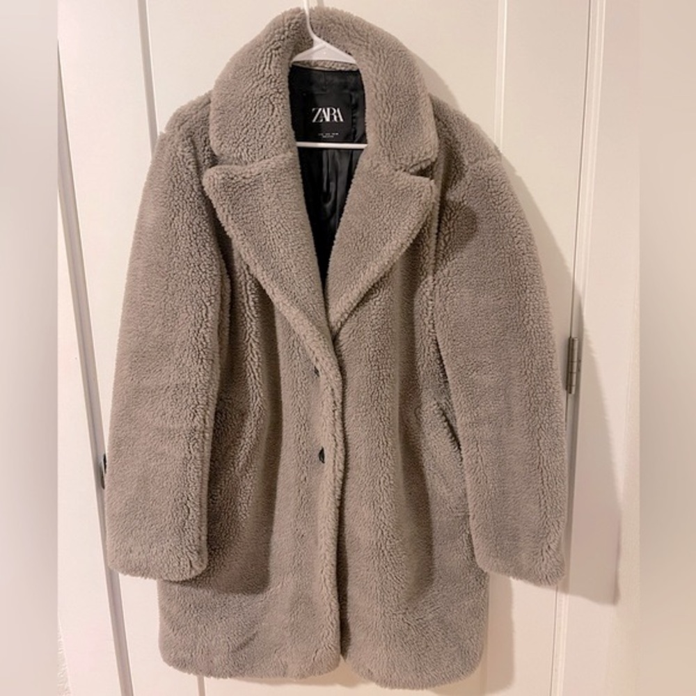 Zara Gray Teddy Sherpa Coat